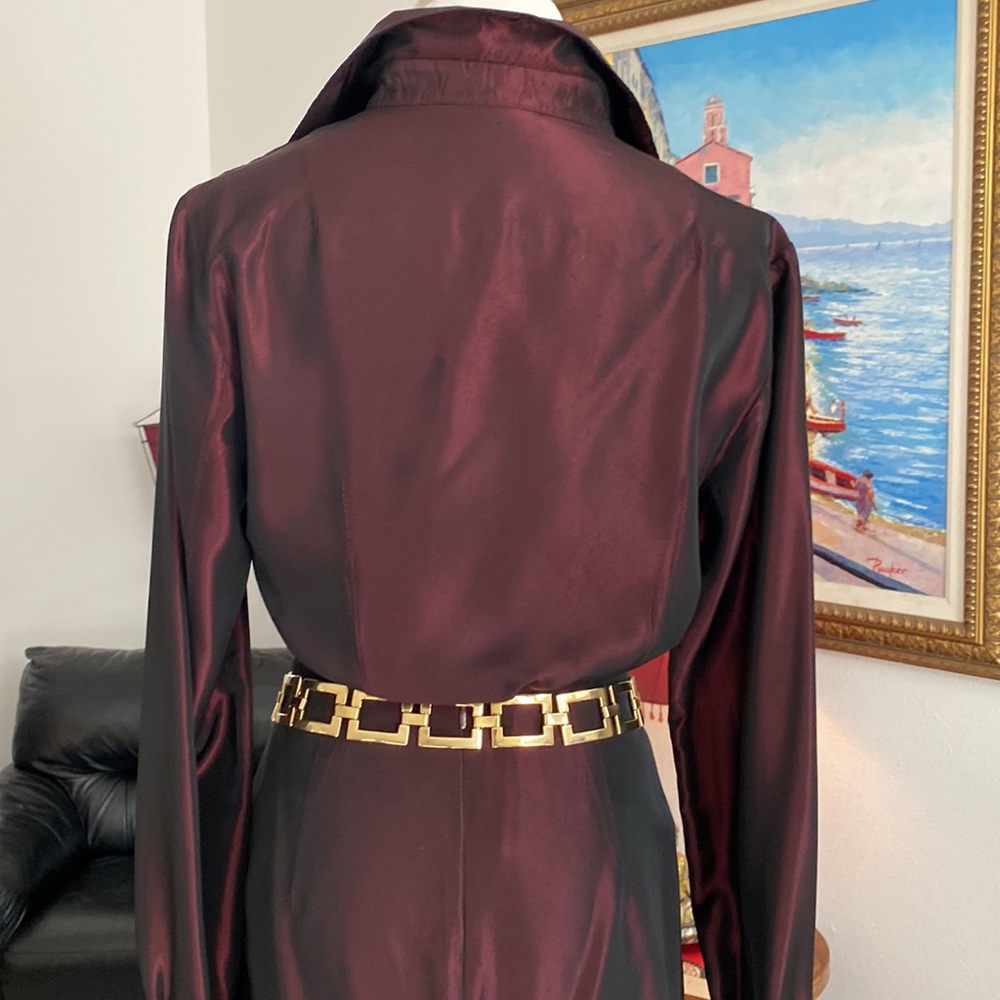 David Meister Satin Burgundy 2 Piece Maxi Dress - Picture 6 of 10